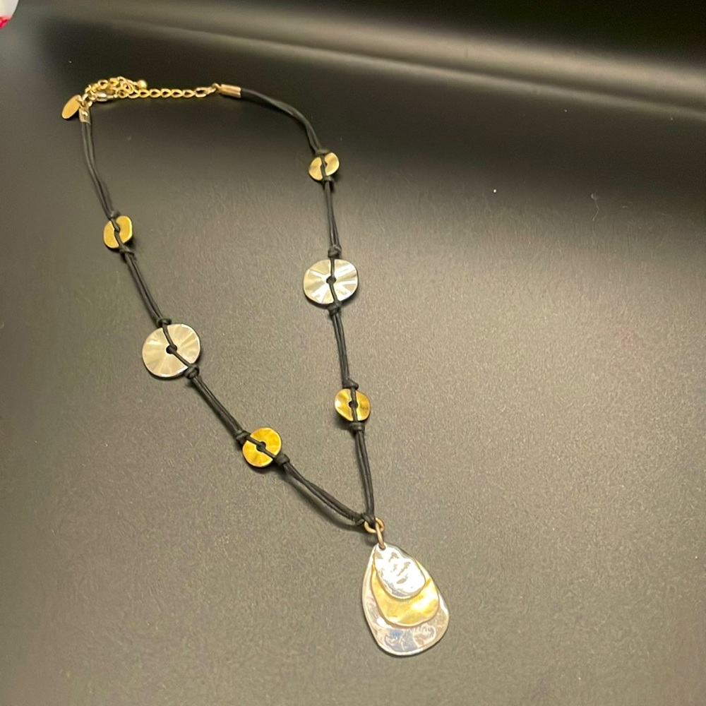 Black, silver and gold corded necklace, Lia Sophia